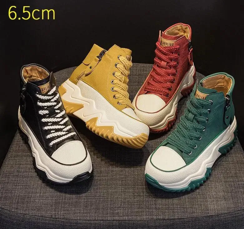 High Top Leather Boots Sneakers: Women's Casual Shoes