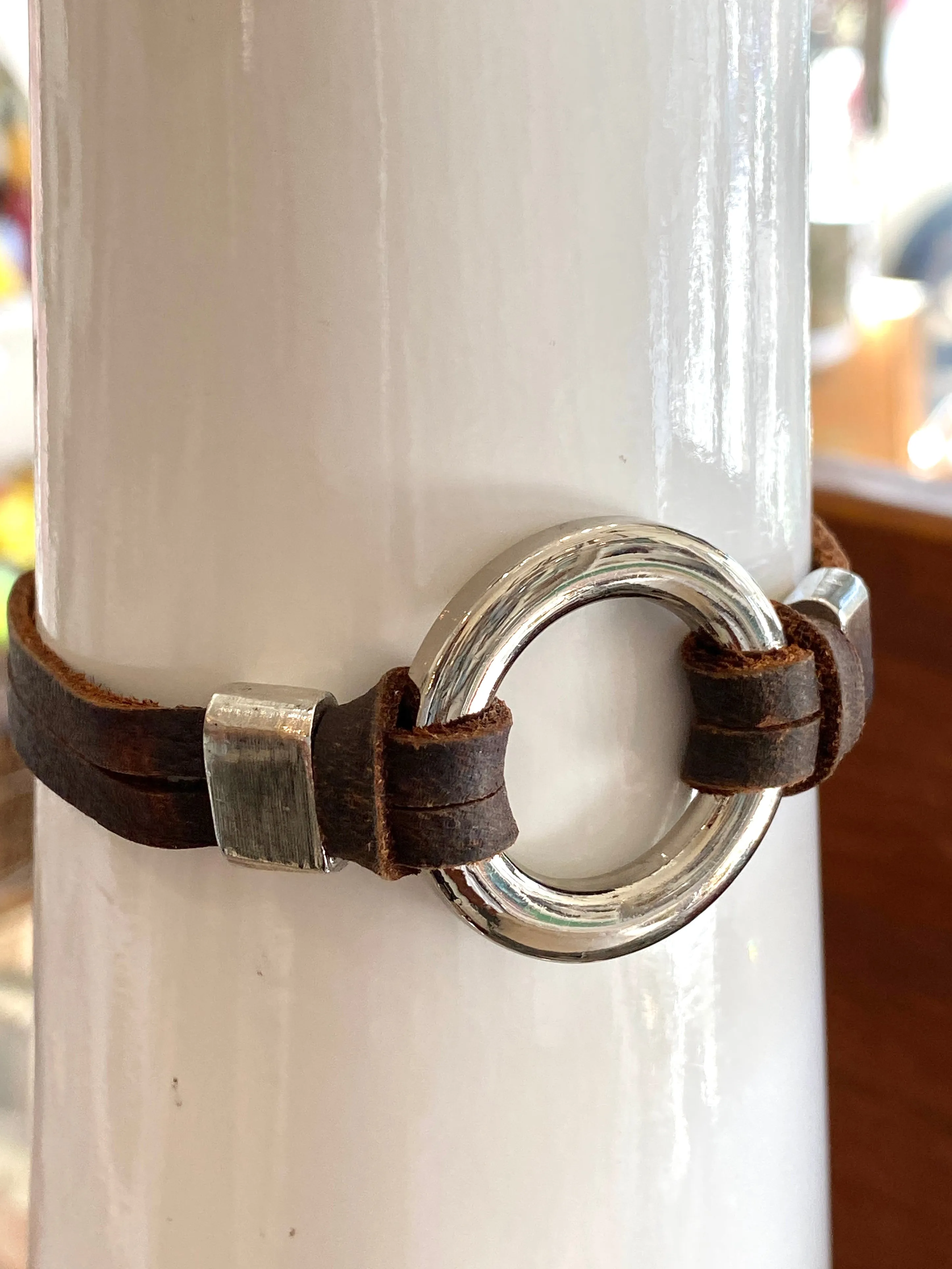 Iris Bracelet: Genuine Leather Bracelet - Handmade with Stainless Steel Accents