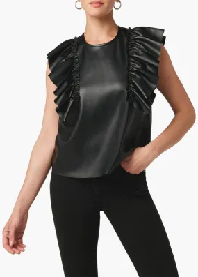 Joe's Jeans Margot Vegan Leather Ruffle Top