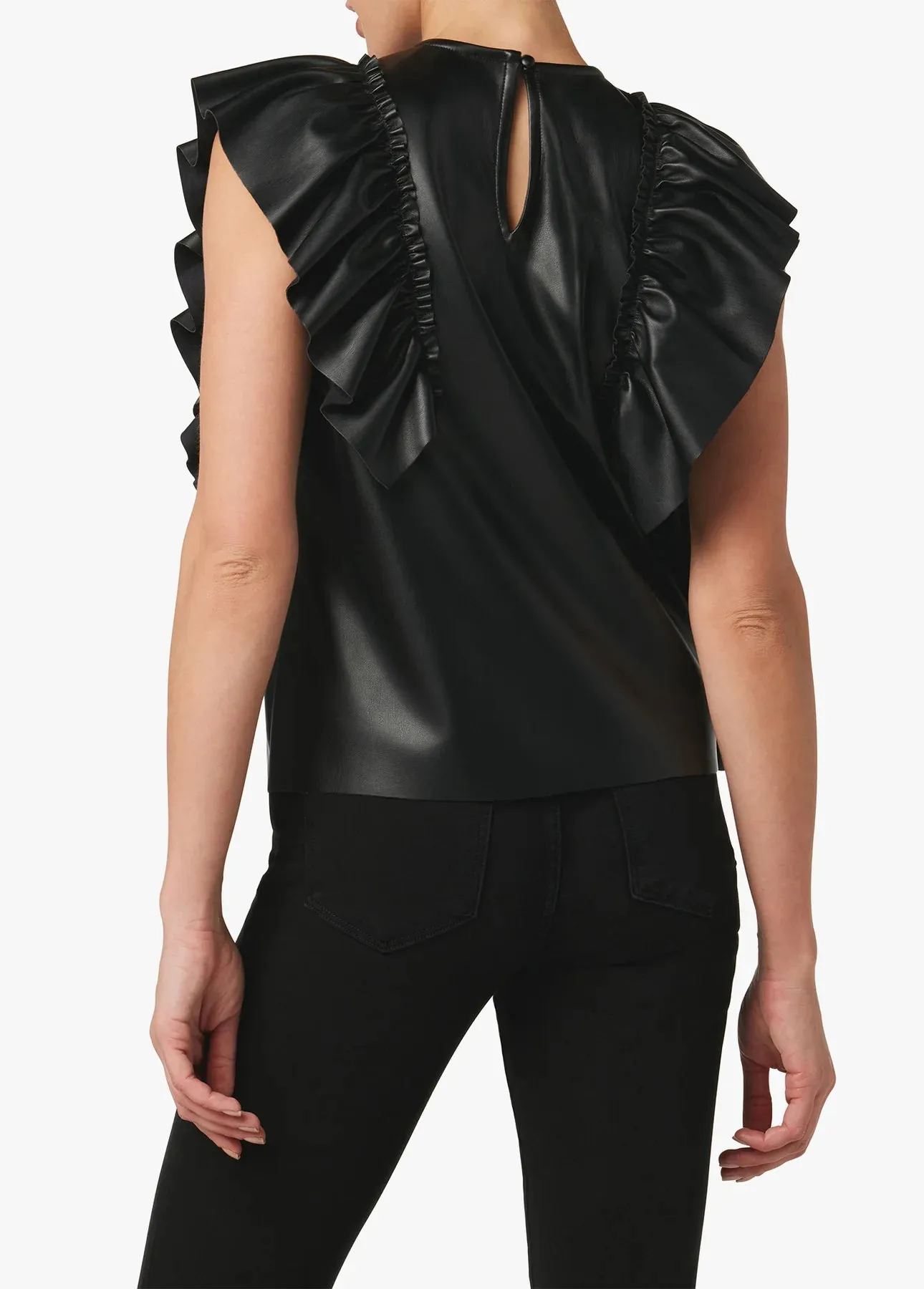 Joe's Jeans Margot Vegan Leather Ruffle Top