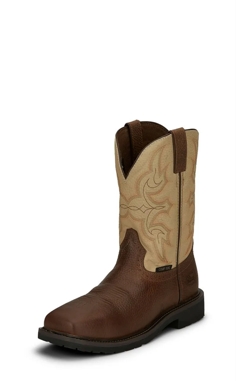 Justin Mens Boots WK3005  Ricochet Safety Toe Pecan