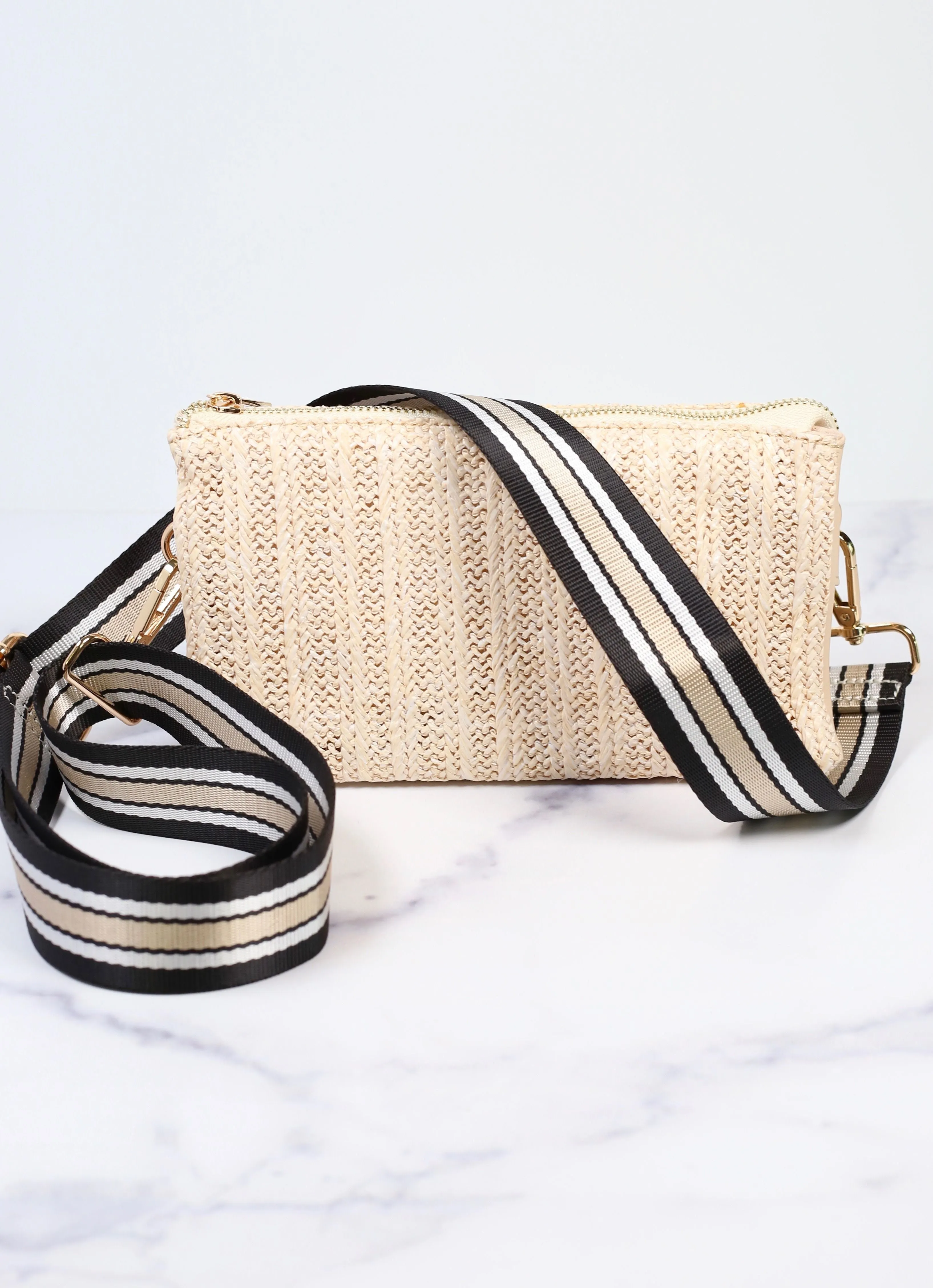 Layla Crossbody Strap - Black Stripe