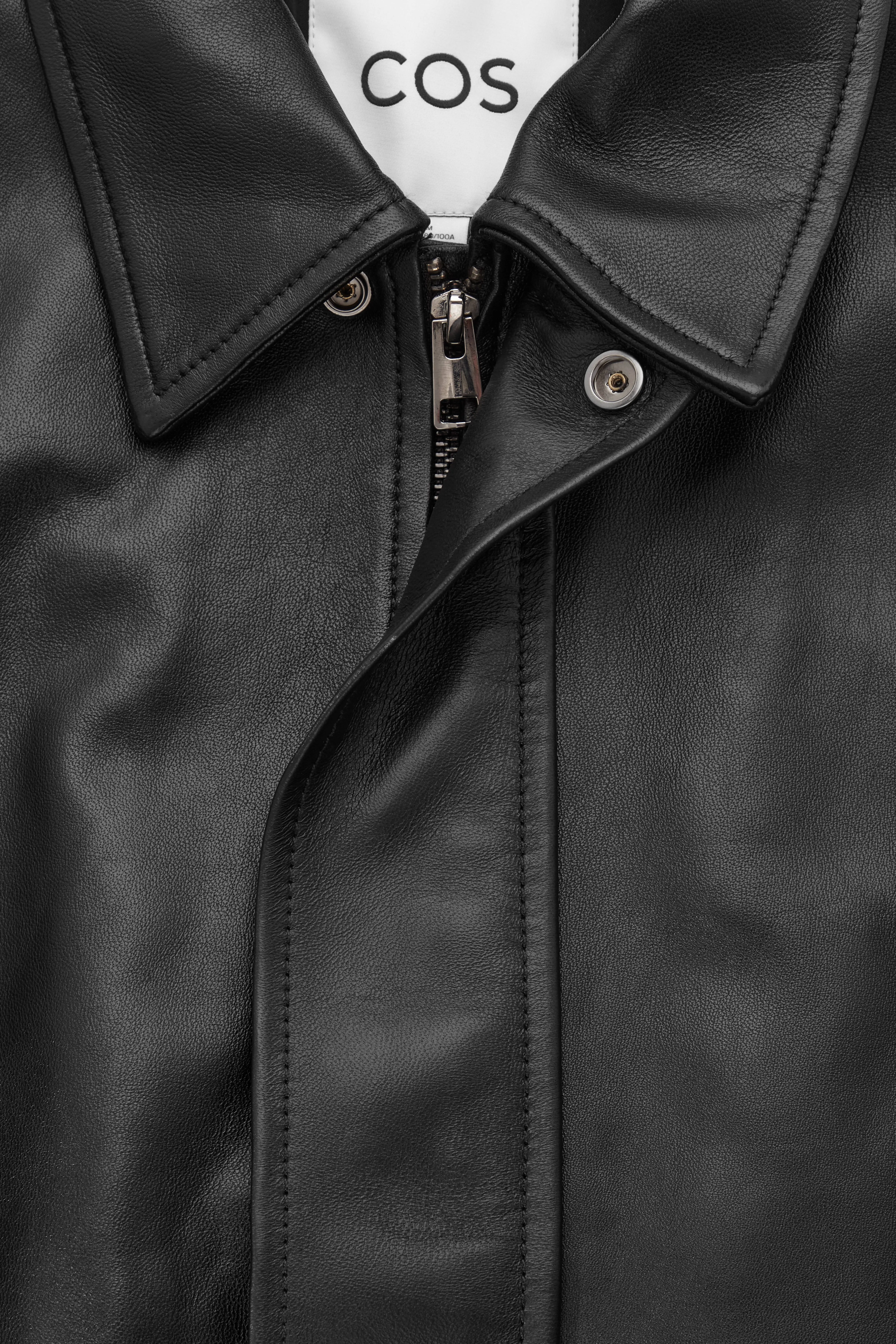 LEATHER JACKET - Long sleeve - Regular length - BLACK - Men | H&M GB