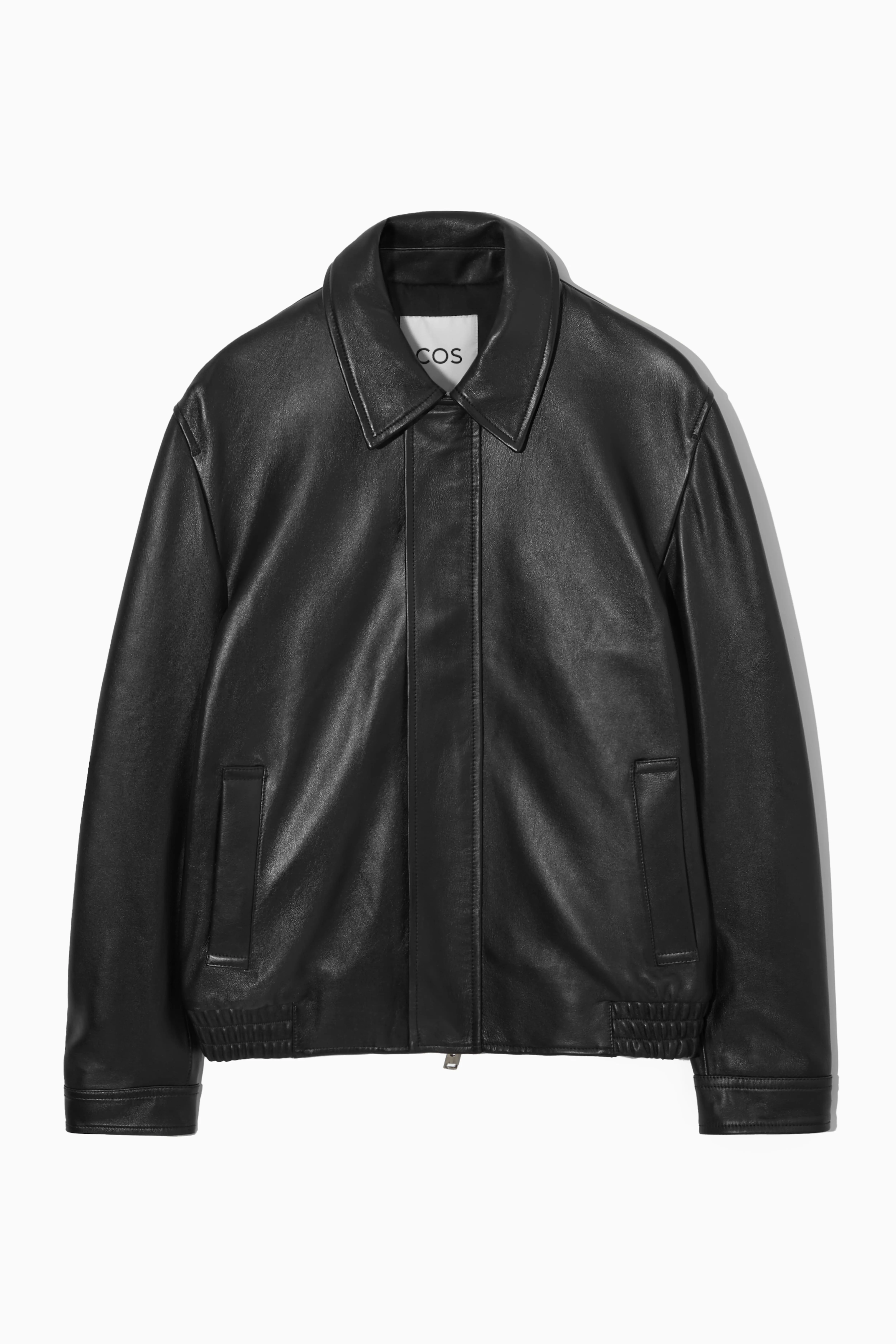 LEATHER JACKET - Long sleeve - Regular length - BLACK - Men | H&M GB