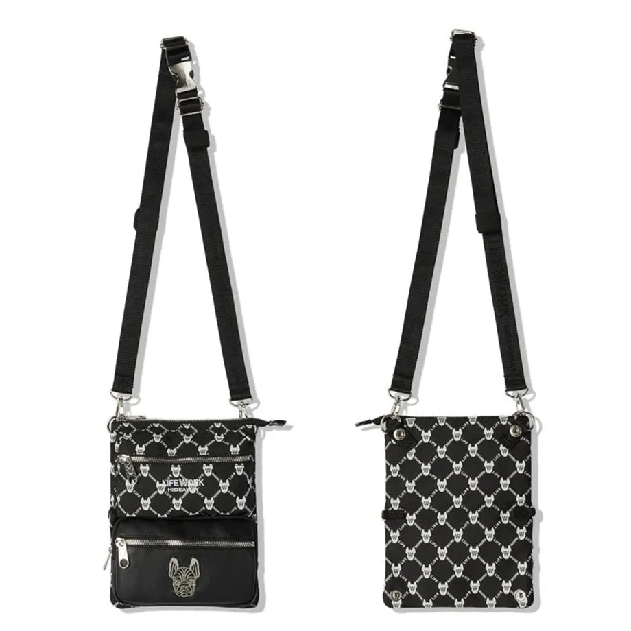 LifeWork Jacquard Monogram 2-Way Shoulder Bag Black