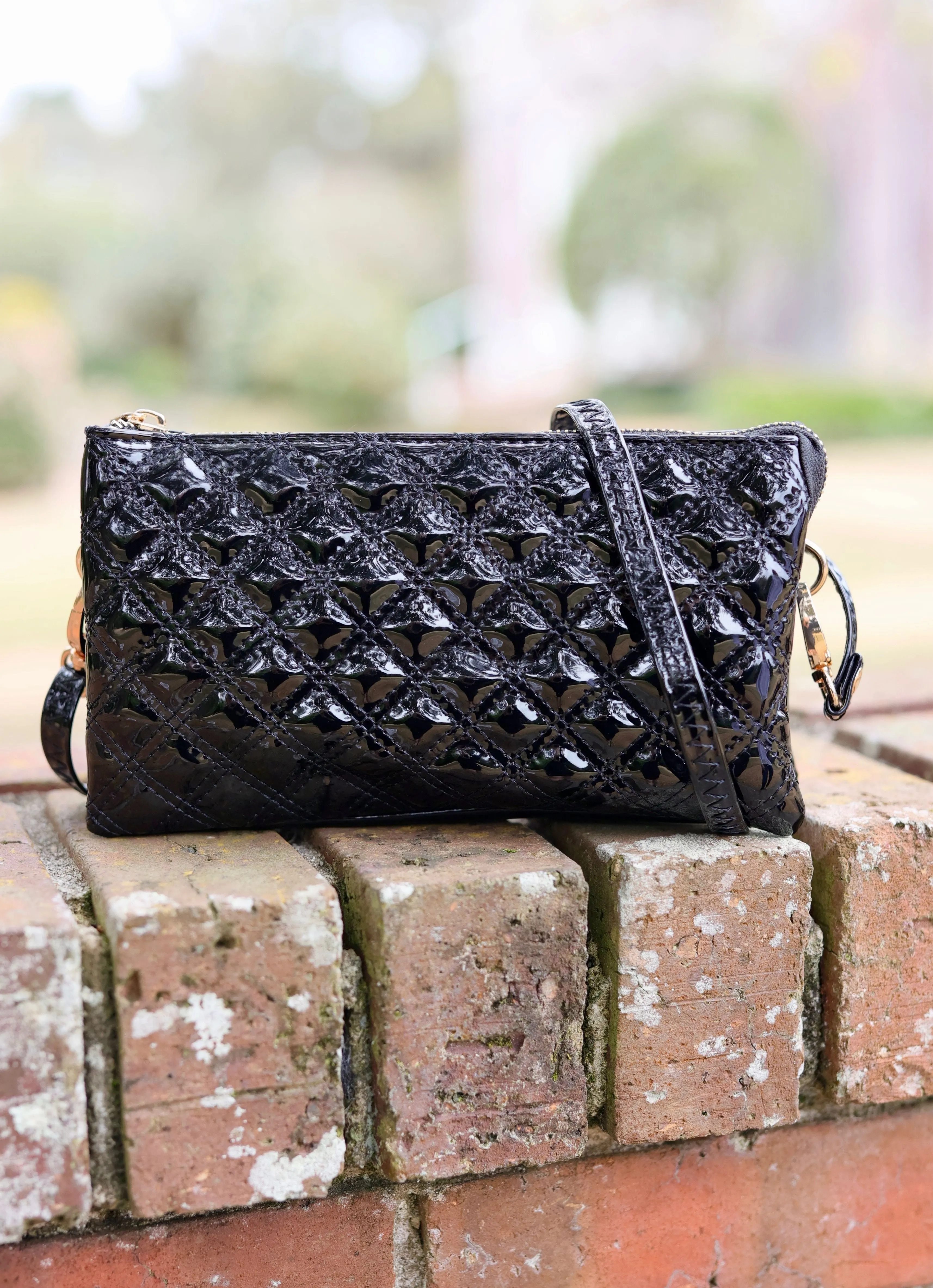 Liz Custom Collection Crossbody Bag Black Patent SQ