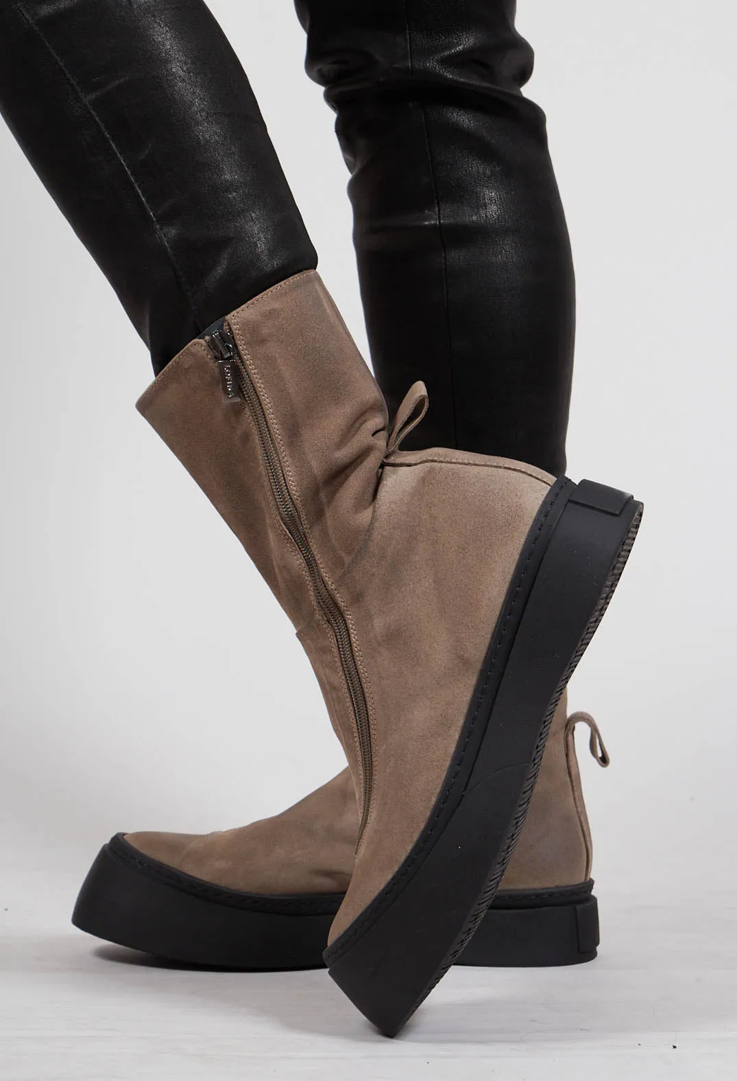 London Cardboard High Ankle Boots with Curved Zip