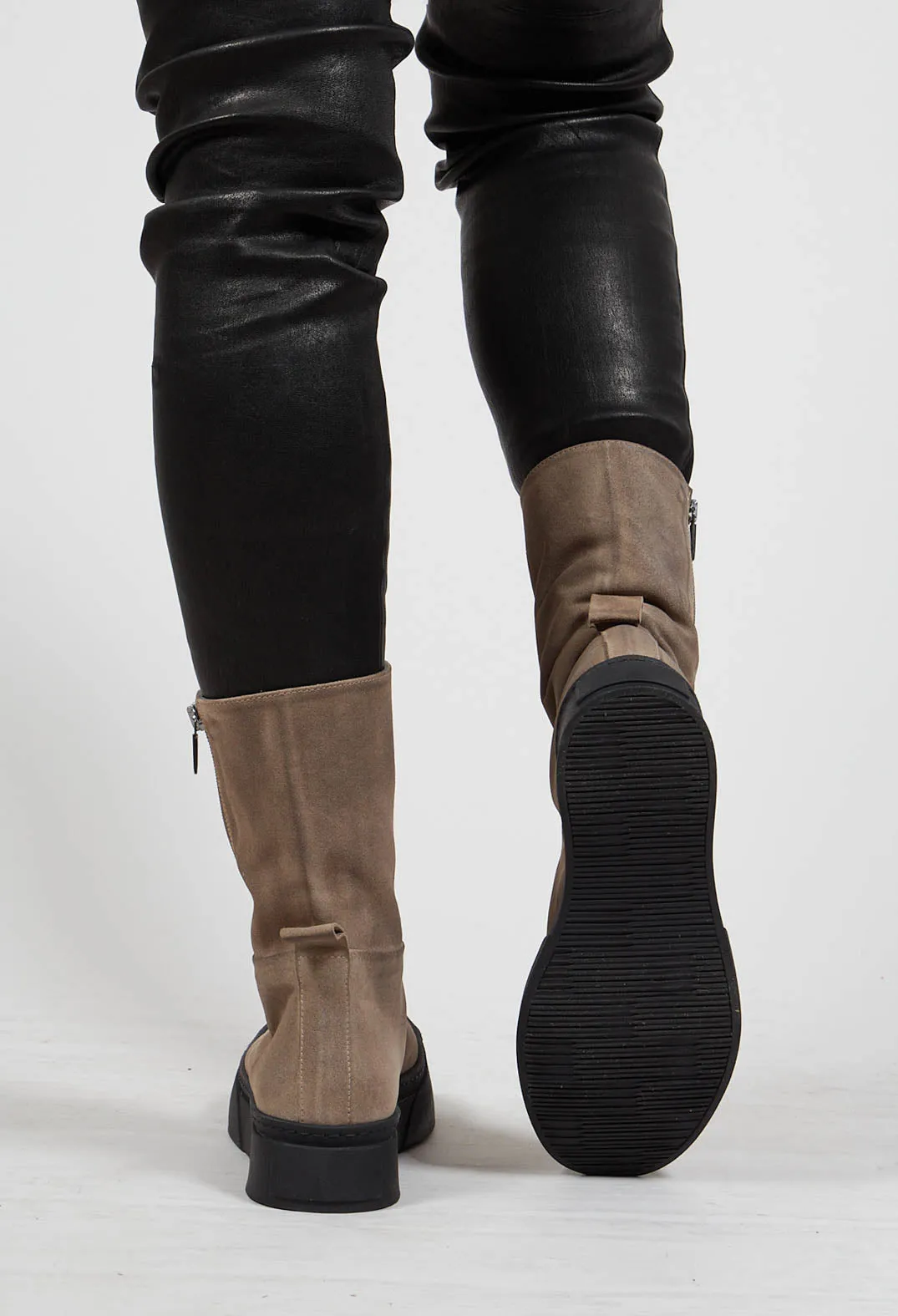 London Cardboard High Ankle Boots with Curved Zip