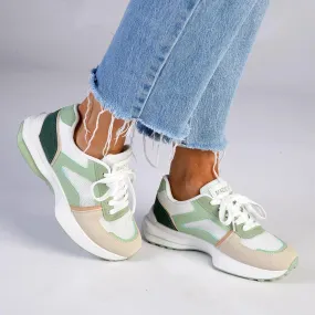 Madison Simone Lace Up Green Multi Sneaker