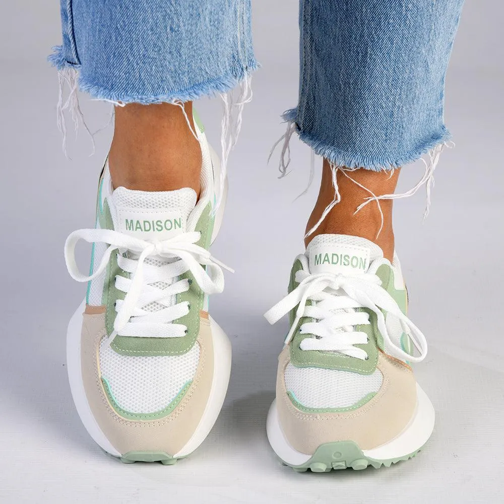 Madison Simone Lace Up Green Multi Sneaker