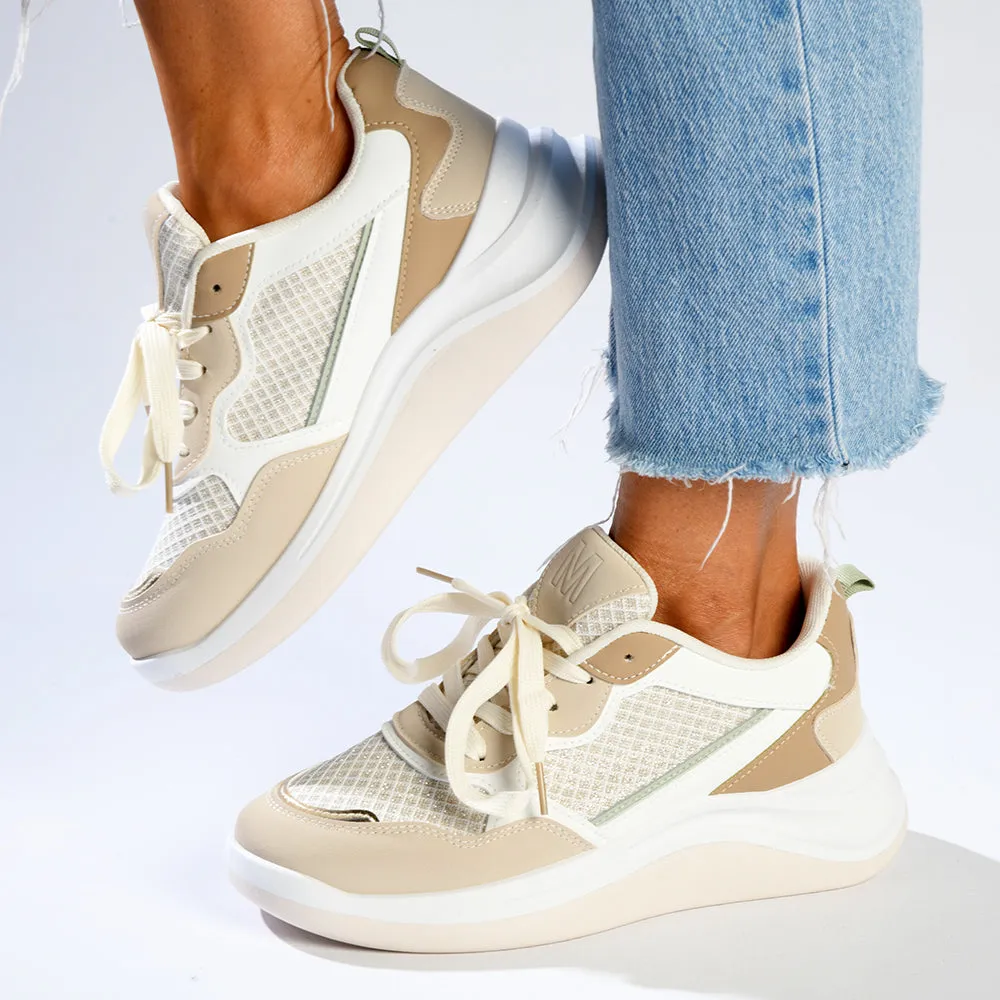 Madison Tanya Mesh Fashion Sneaker - Nude/Multi Color