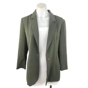 ME Mod Ecran Green One Button Long Sleeve Career Business Office Jacket Blazer 3