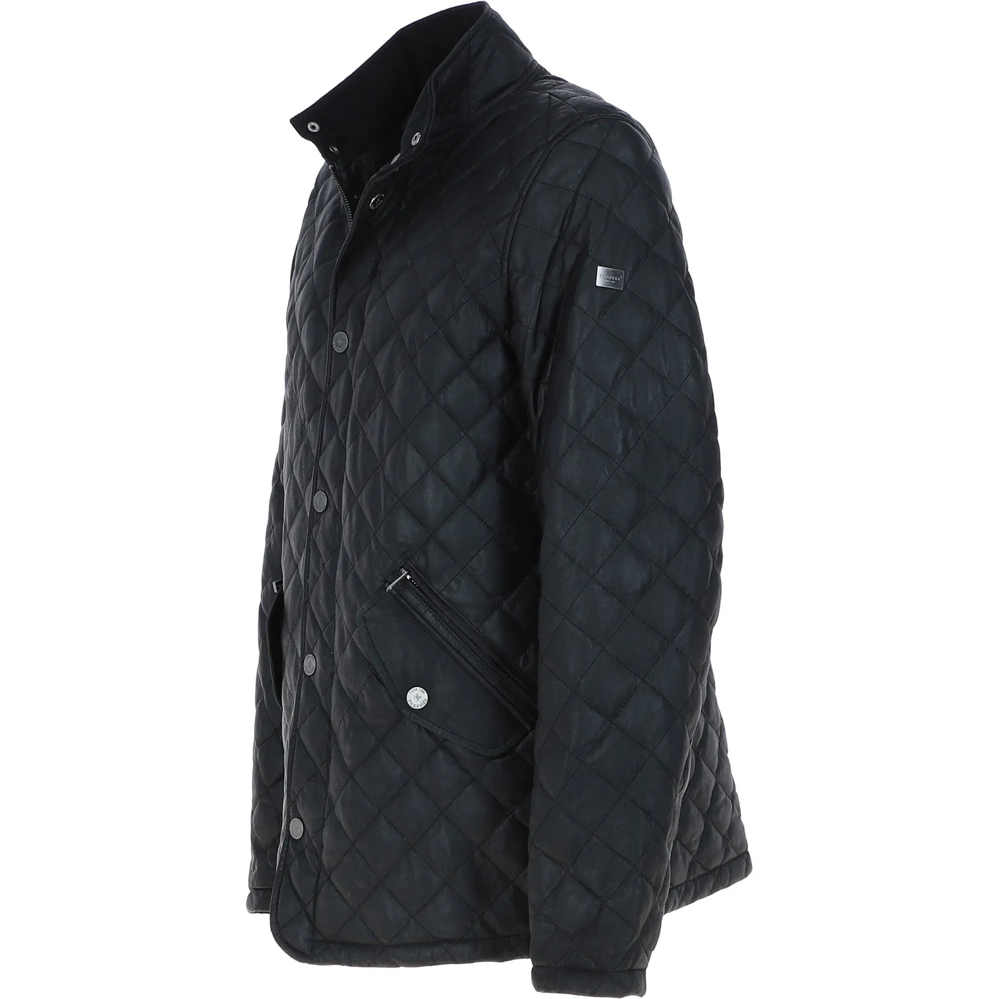 Men's Quilted Leather Jacket Black: M-14