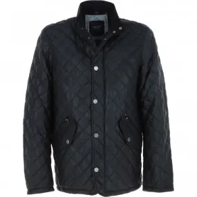 Men's Quilted Leather Jacket Black: M-14