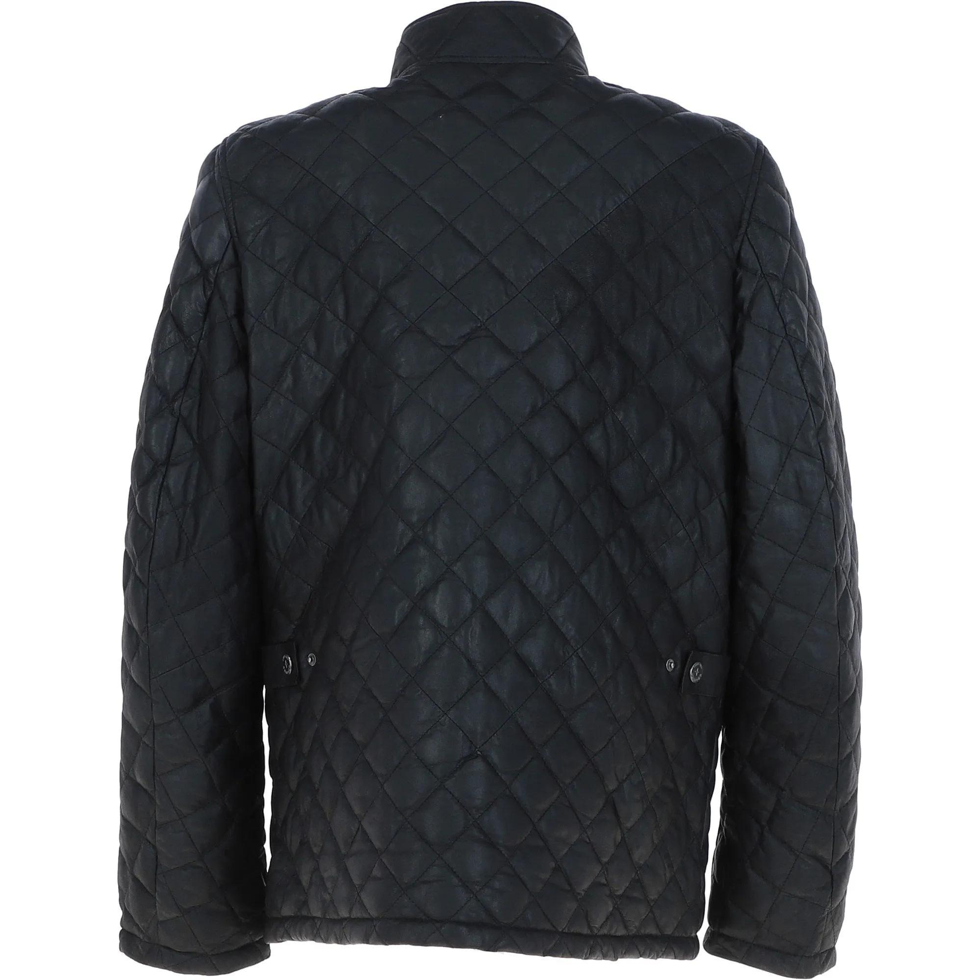 Men's Quilted Leather Jacket Black: M-14