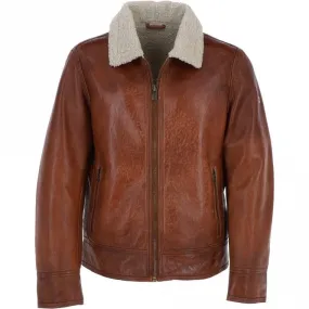 Mens Nappa Leather Jacket Teddy Lining Cognac: TRAP-MICA