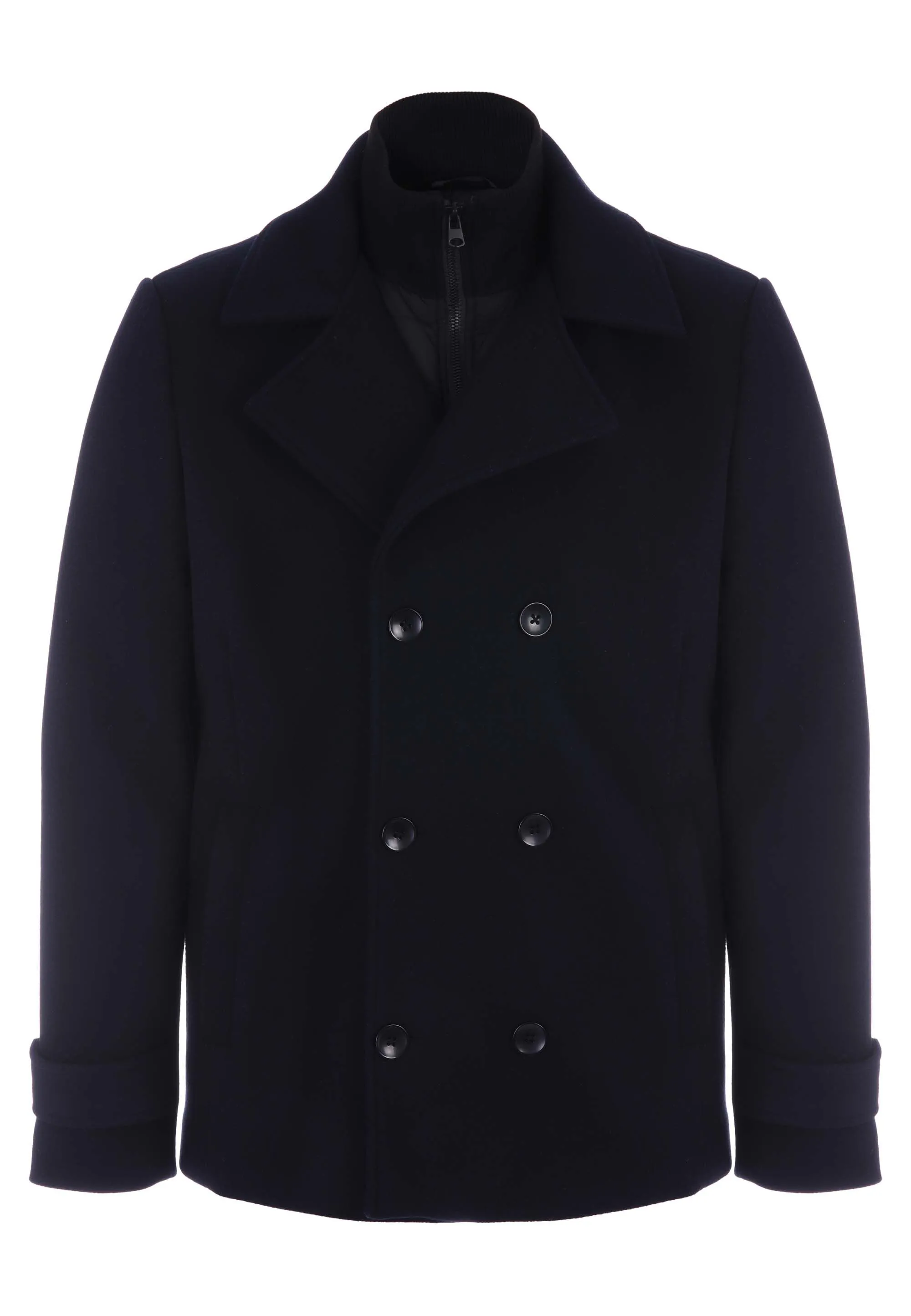 Mens Navy Plain Peacoat Jacket