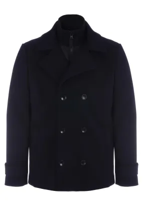 Mens Navy Plain Peacoat Jacket