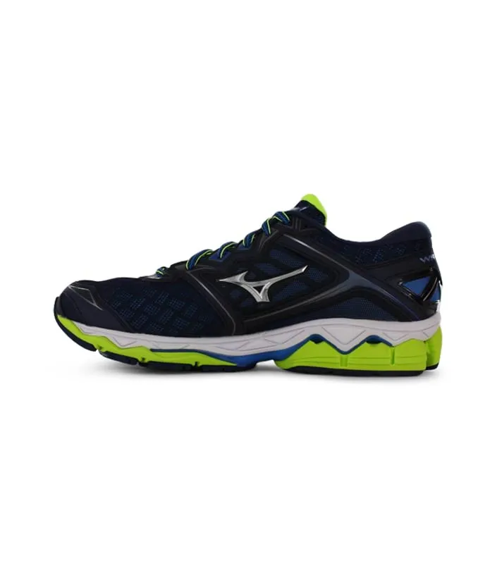 mizuno wave sky men's running shoes navy yellow