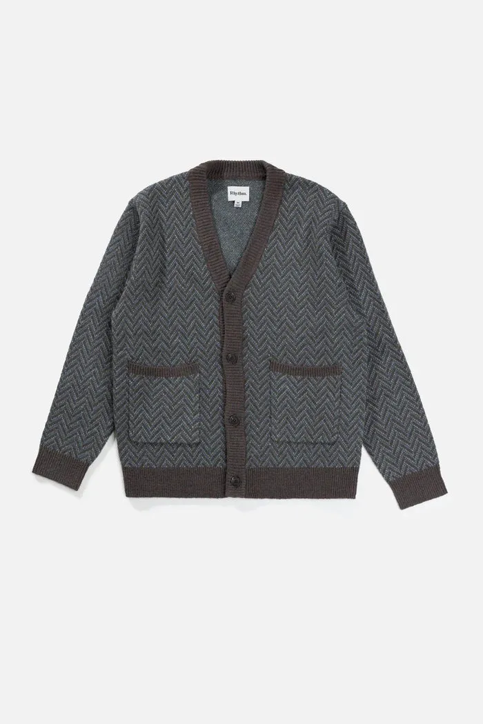 Mohair Herringbone Cardigan with Rhythm Design