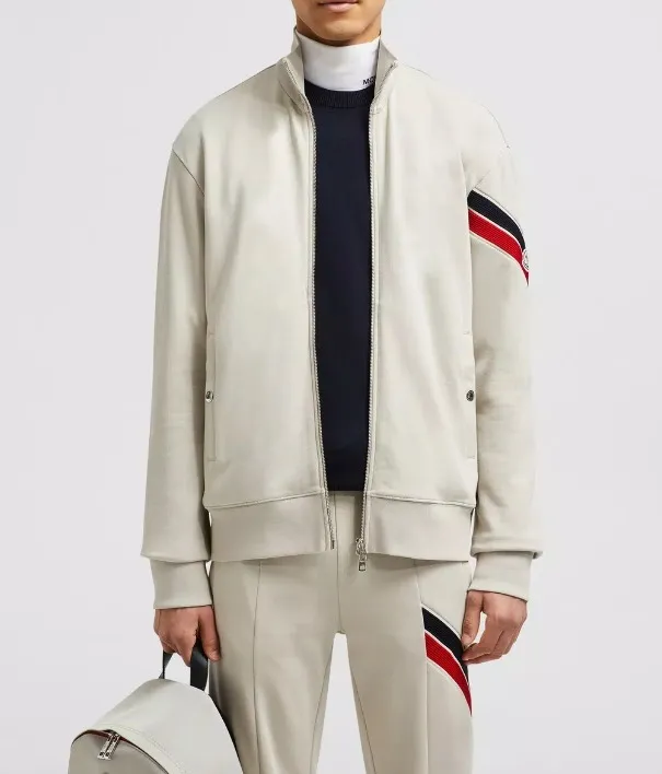 MONCLER Tricolor Zip-Up Sweatshirt with Trim