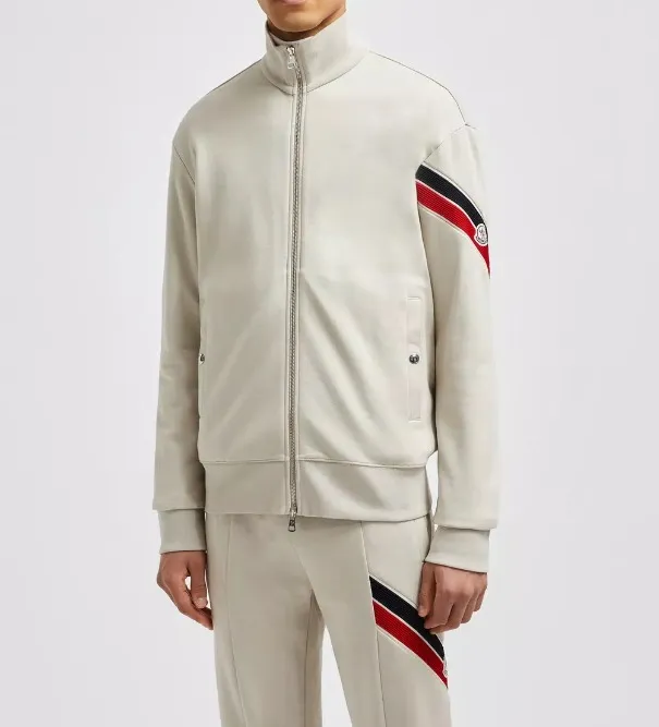 MONCLER Tricolor Zip-Up Sweatshirt with Trim