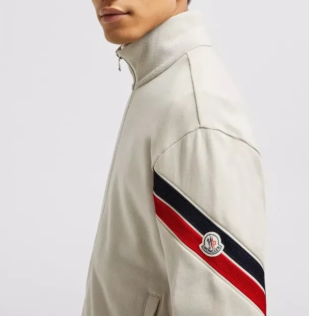 MONCLER Tricolor Zip-Up Sweatshirt with Trim