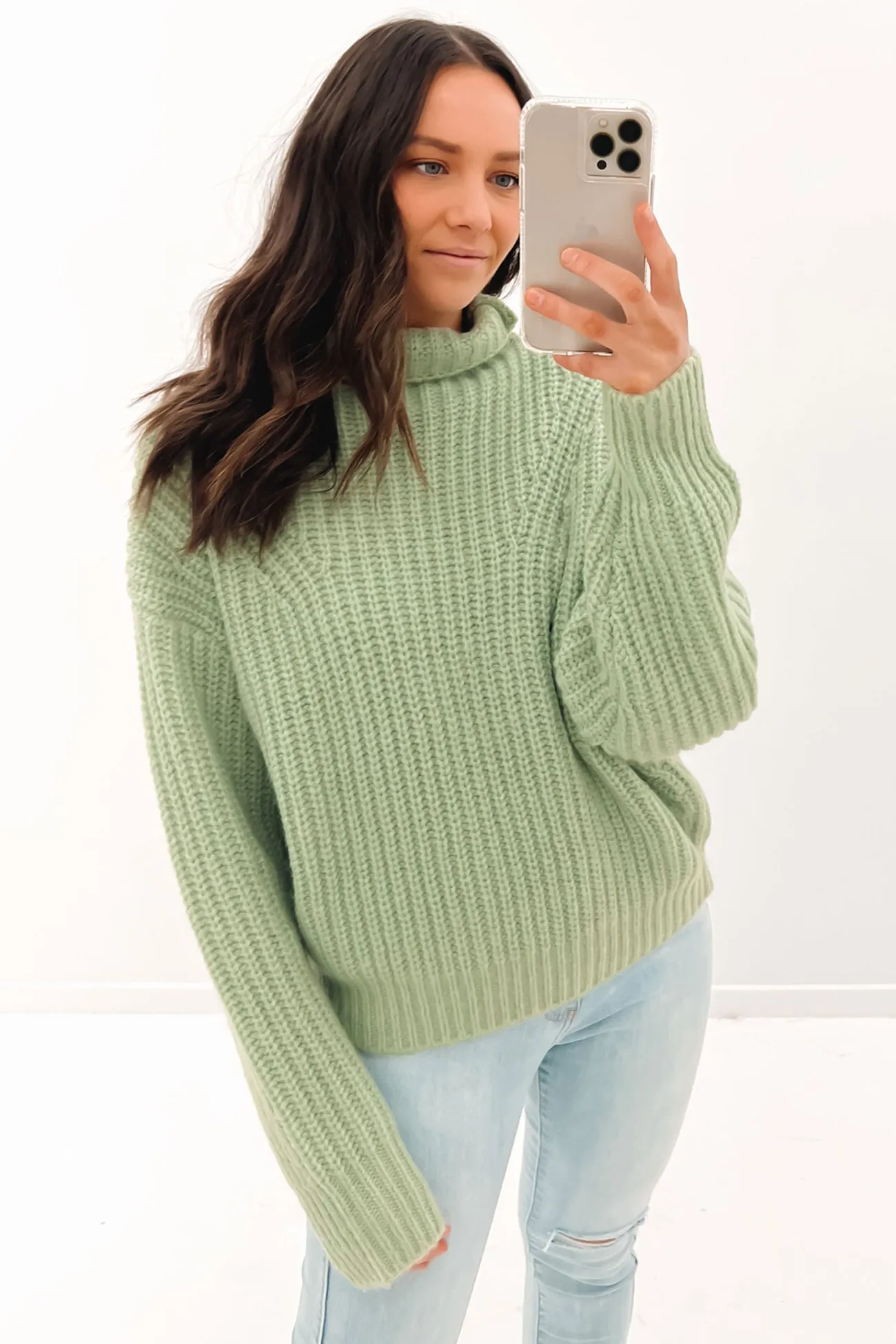 Natalie Knit Sweater Smoke Green