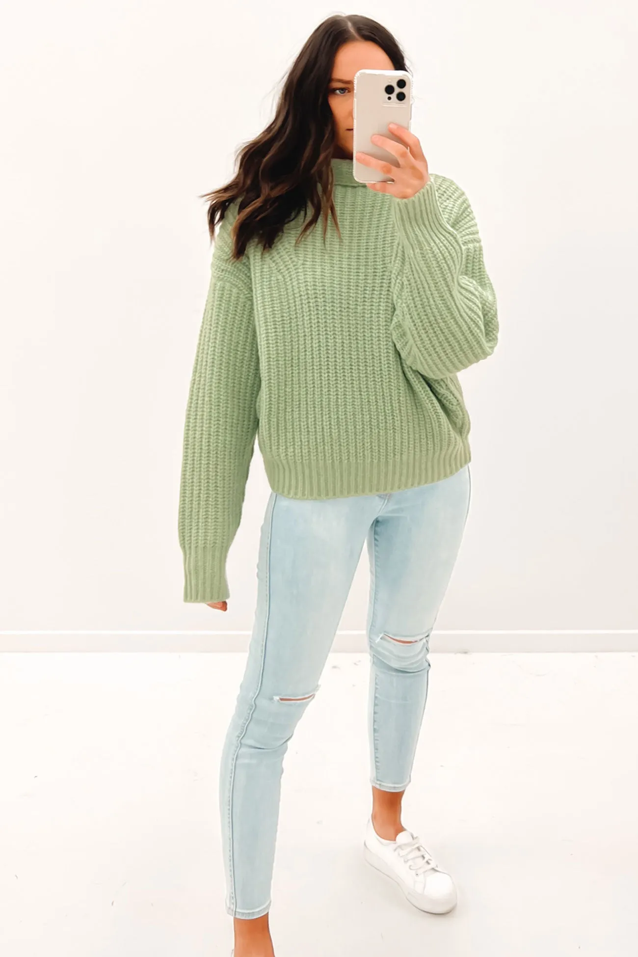 Natalie Knit Sweater Smoke Green