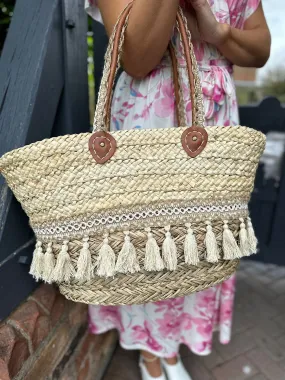 Natural Luxury Tassel Detail Bag