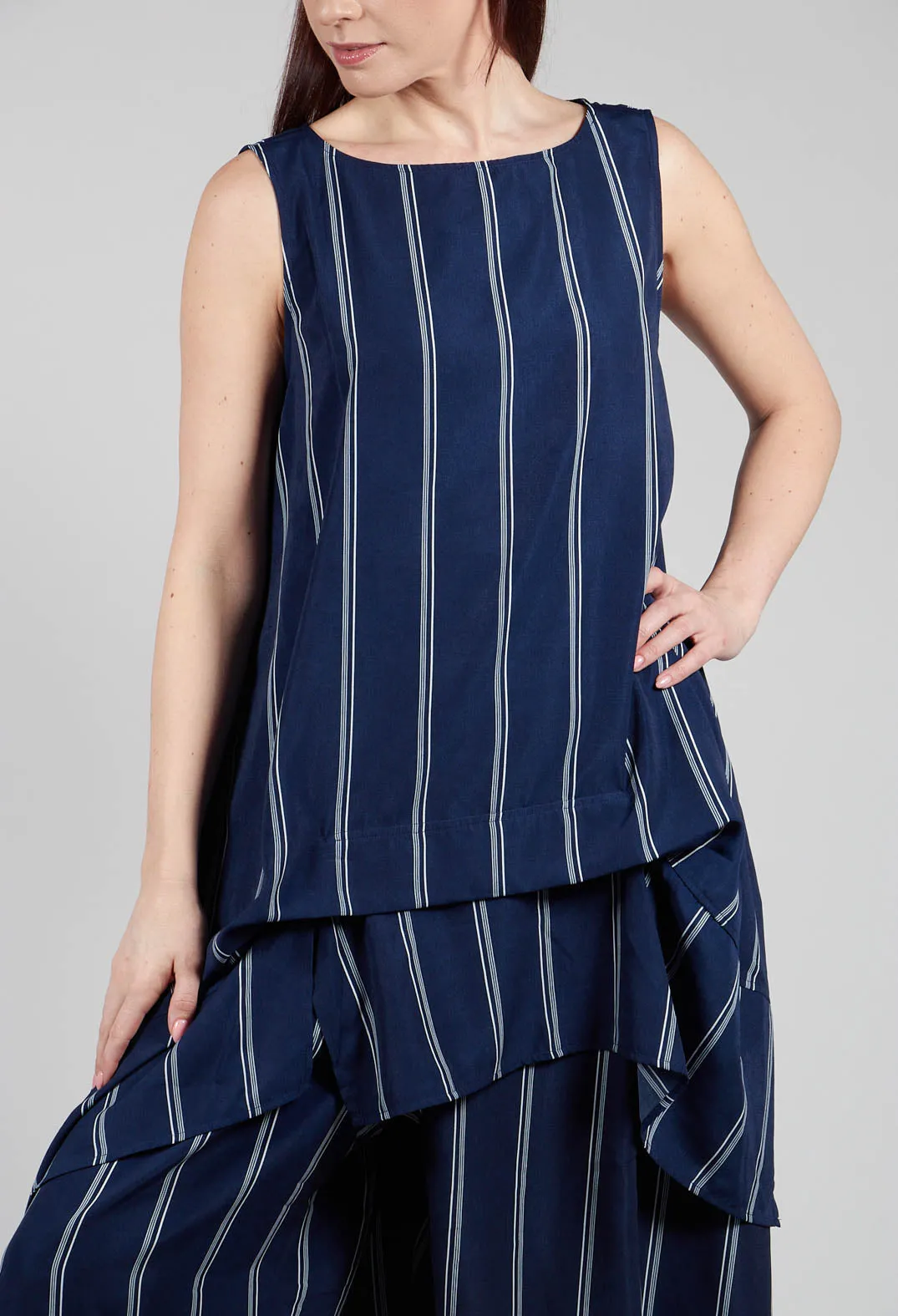 Navy Striped Sleeveless Top