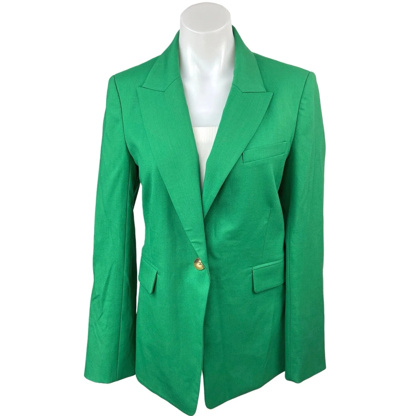 NEW Argent Green Seasonless Wool One Button Career Office Blazer Coat Jacket 2