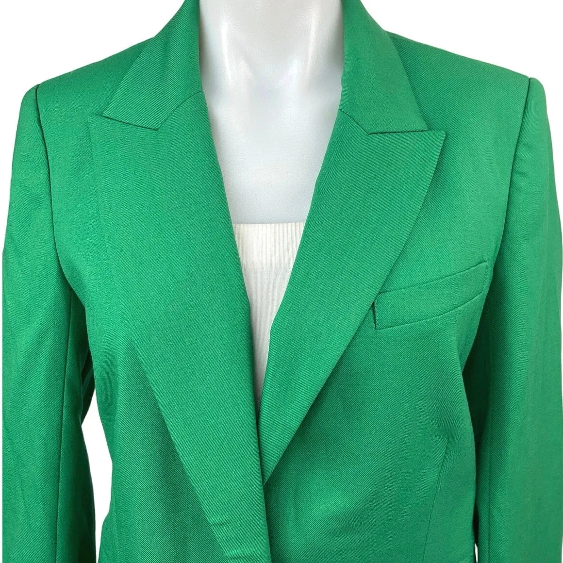 NEW Argent Green Seasonless Wool One Button Career Office Blazer Coat Jacket 2