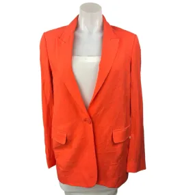 NEW Bardot Orange Linen Peak Lapel Single Button Blazer Coat Jacket Size 4