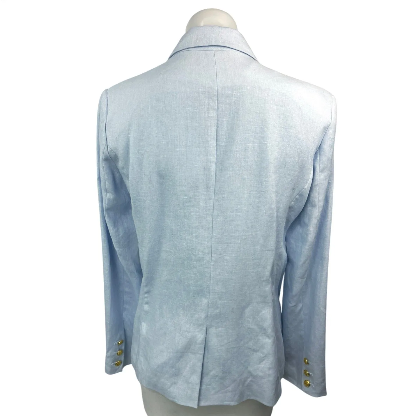 NEW Central Park West Blue Frankie Linen Double Breasted Blazer Coat Jacket Sz M