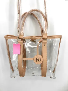 NU Tan Clear Gold Tote Stadium Bag Crossbody Purse