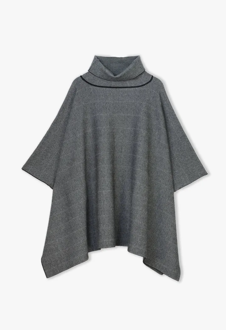 Oversize Herringbone Knitted Poncho