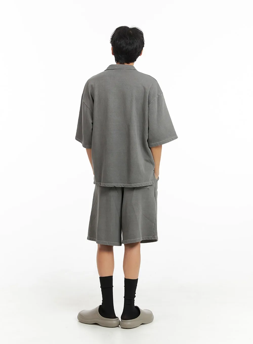 Oversized Cotton Collar T-Shirt for Men - IA401