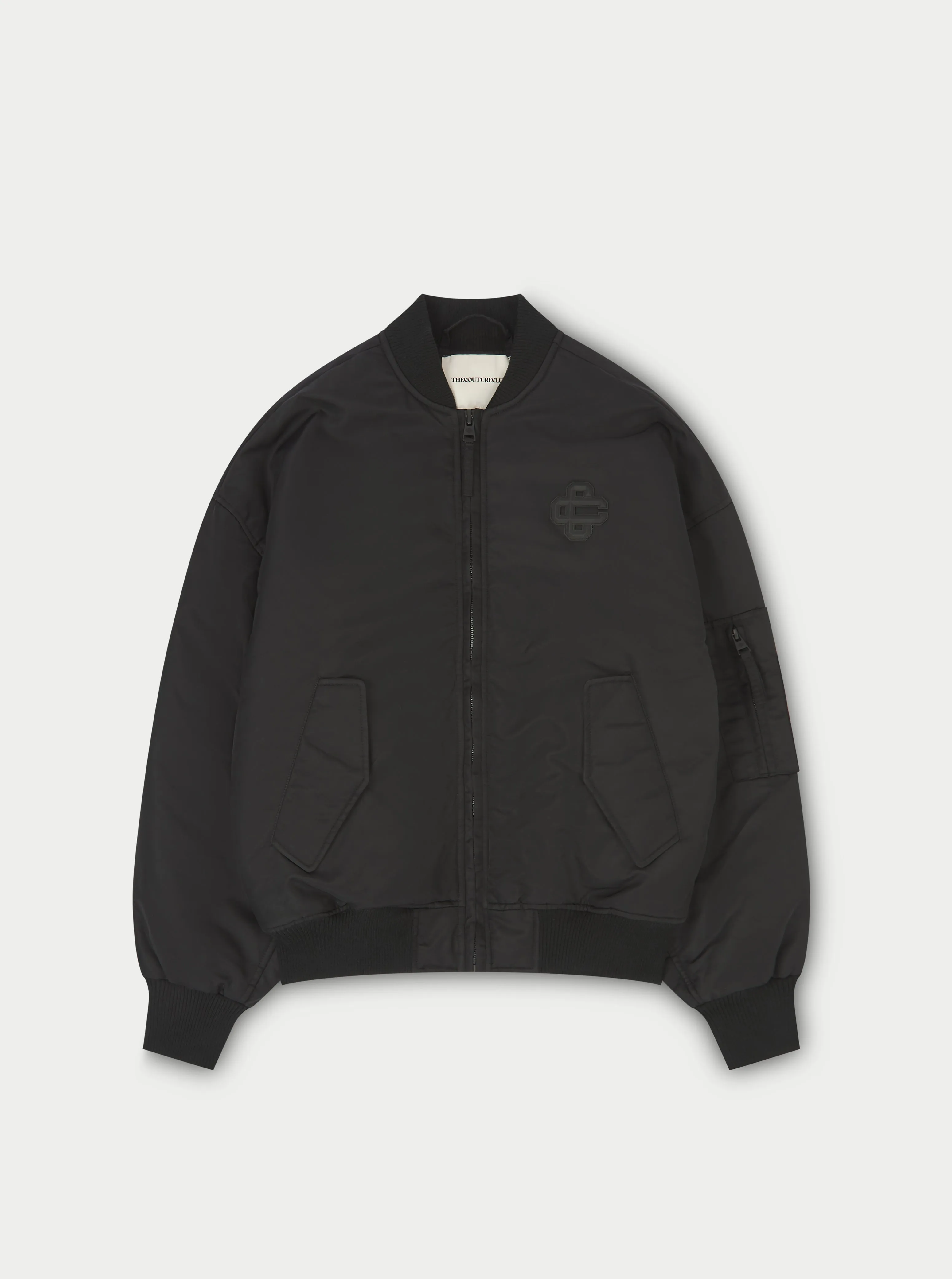 OVERSIZED EMBLEM BOMBER JACKET - BLACK