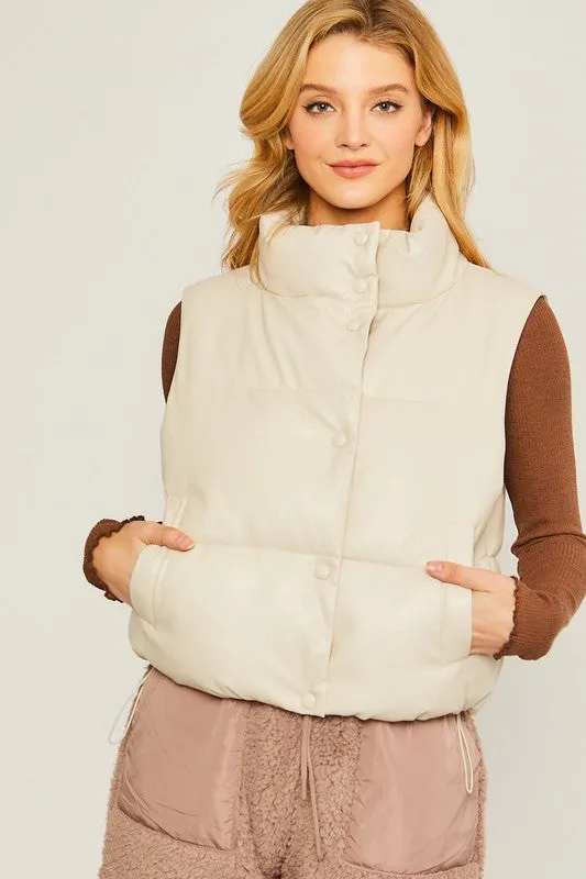 Padded Vest with PU Materials