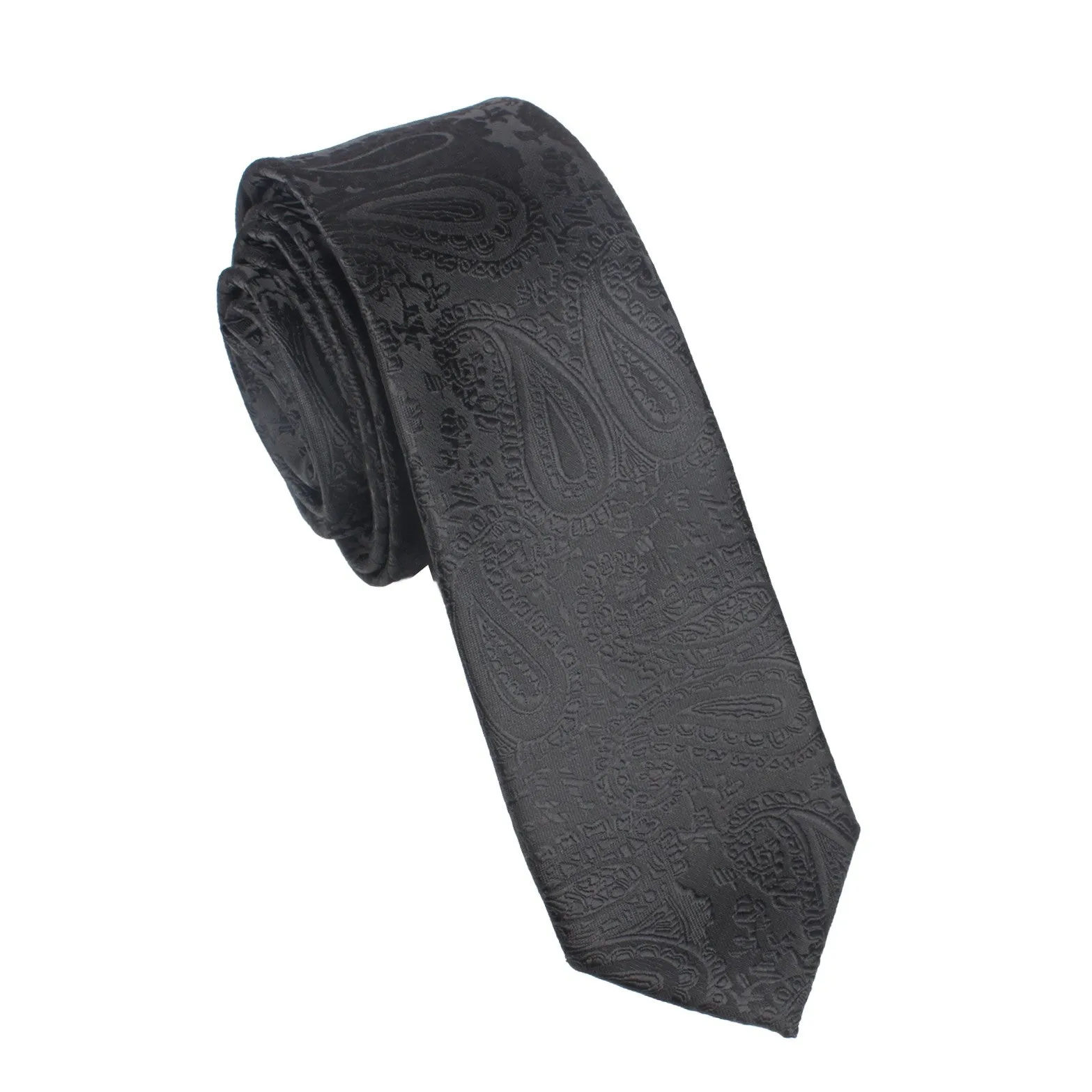 Paisley Black Skinny Tie