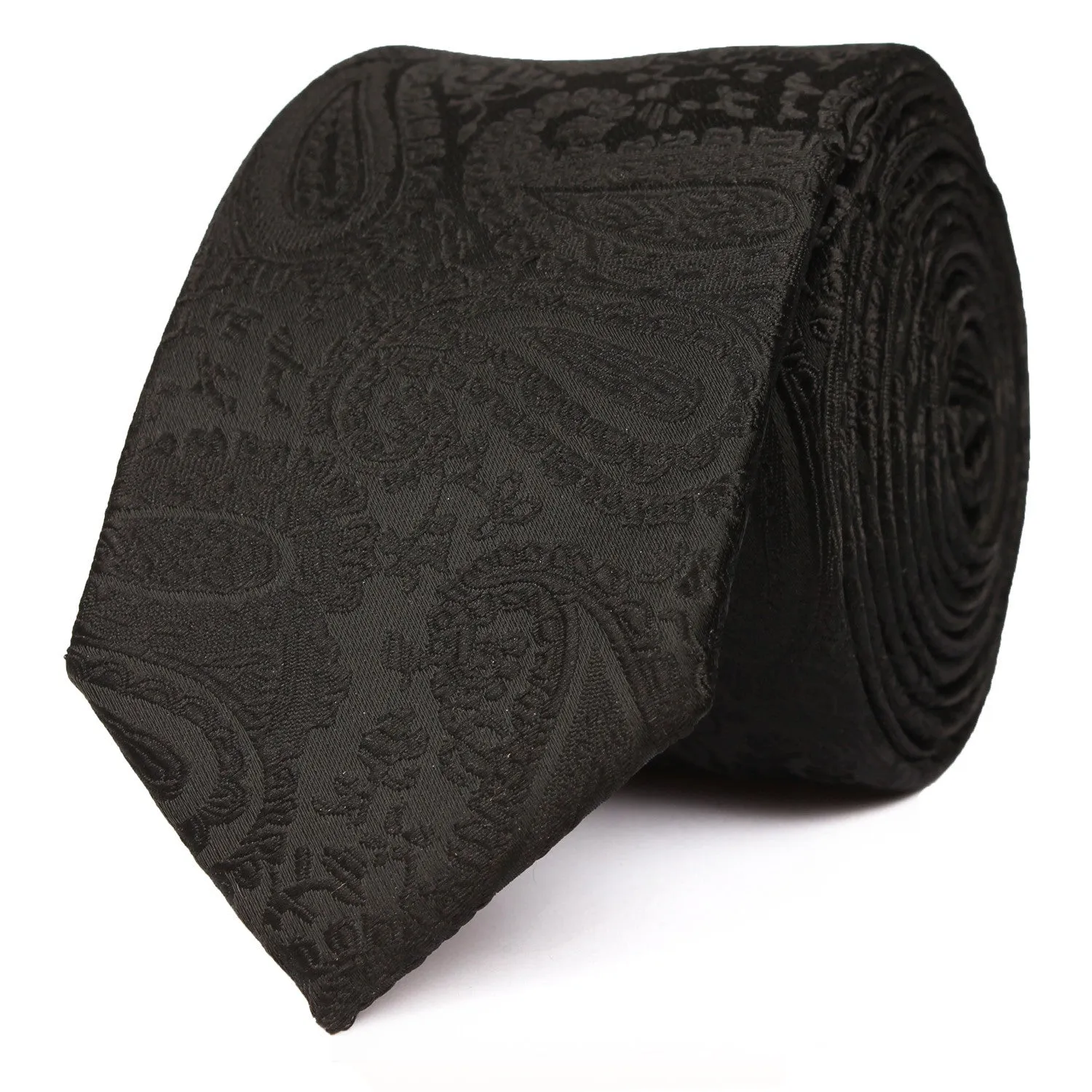 Paisley Black Skinny Tie