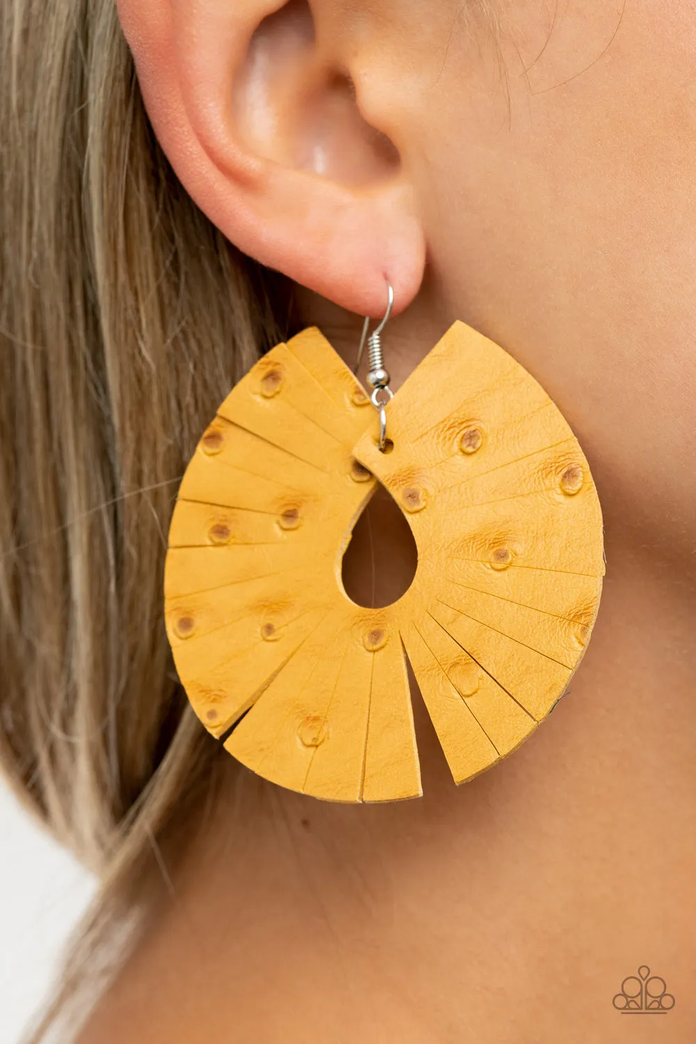 Palm Islands Yellow Earrings - Paparazzi