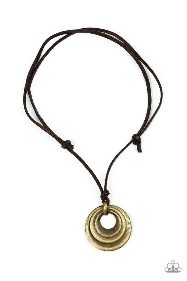 [Paparazzi Desert Spiral - Brass Urban Necklace] - Boho-inspired desert brass necklace