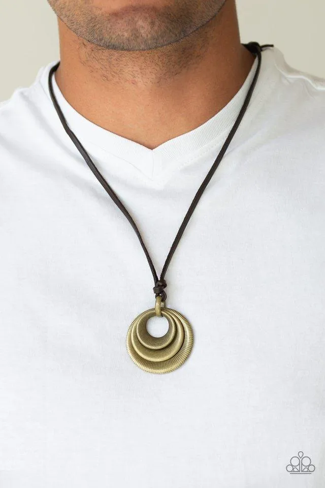 [Paparazzi Desert Spiral - Brass Urban Necklace] - Boho-inspired desert brass necklace