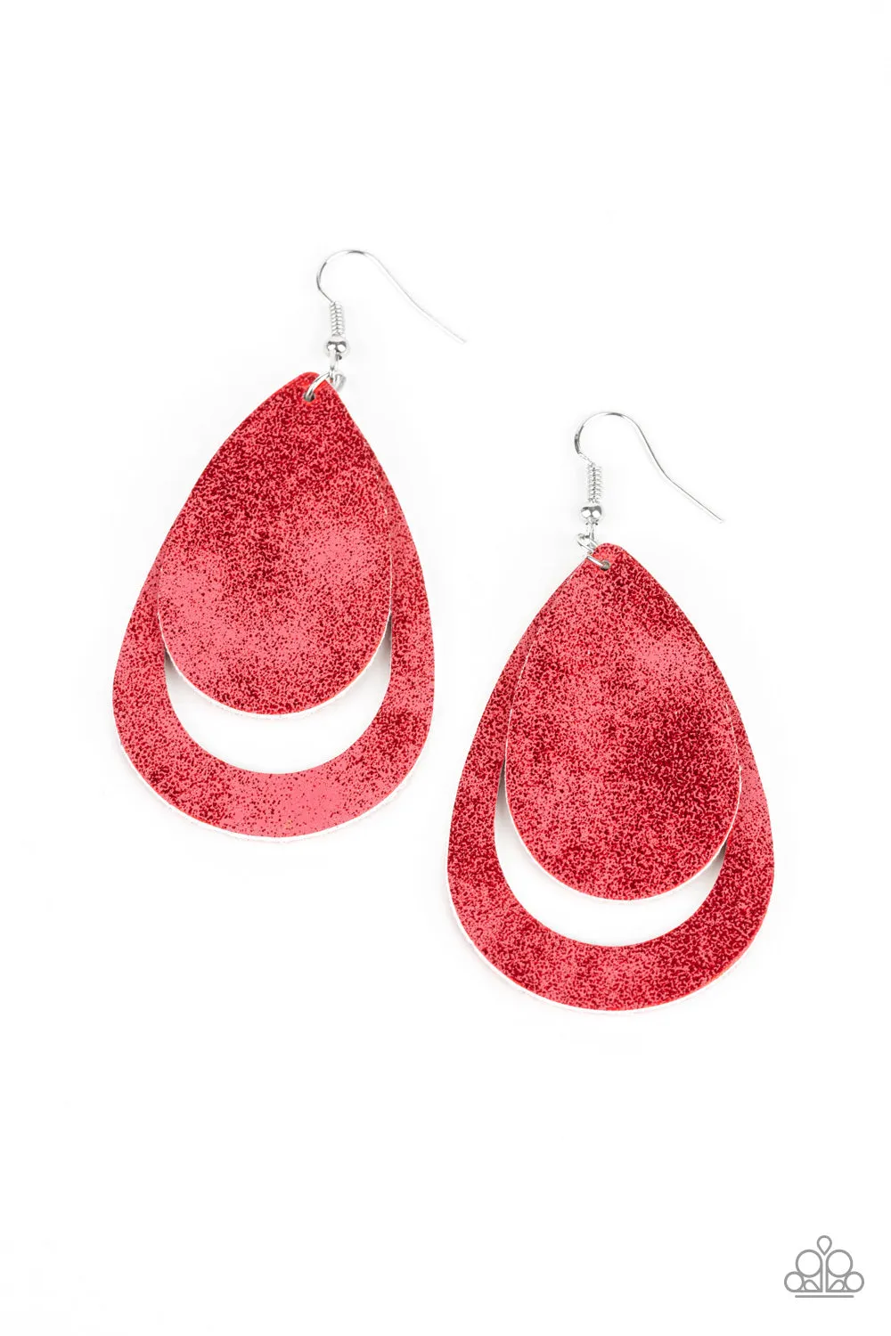 Paparazzi Red Leather Earrings - Fiery Firework