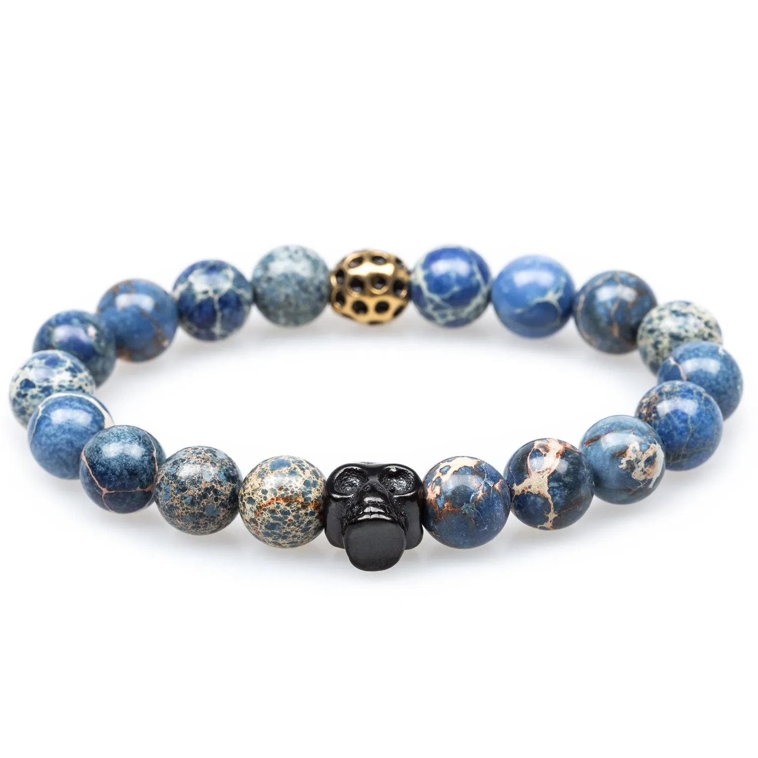 Peyto Black Shattuckite Skull Bracelet.