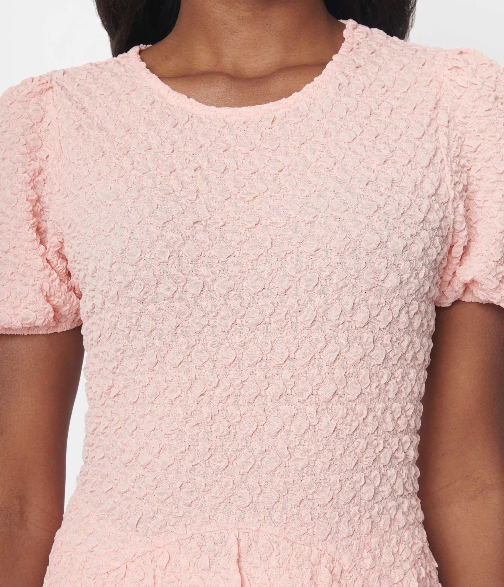 Pink Ruffled Peplum Top.