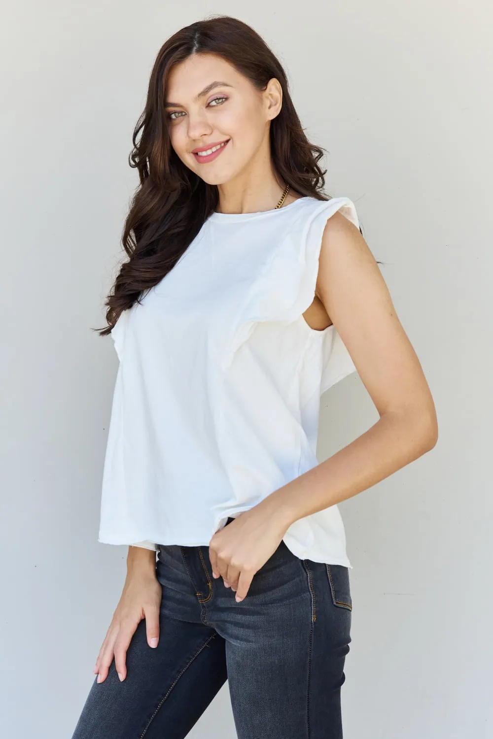 POL Daily Sleevless Ruffle Top