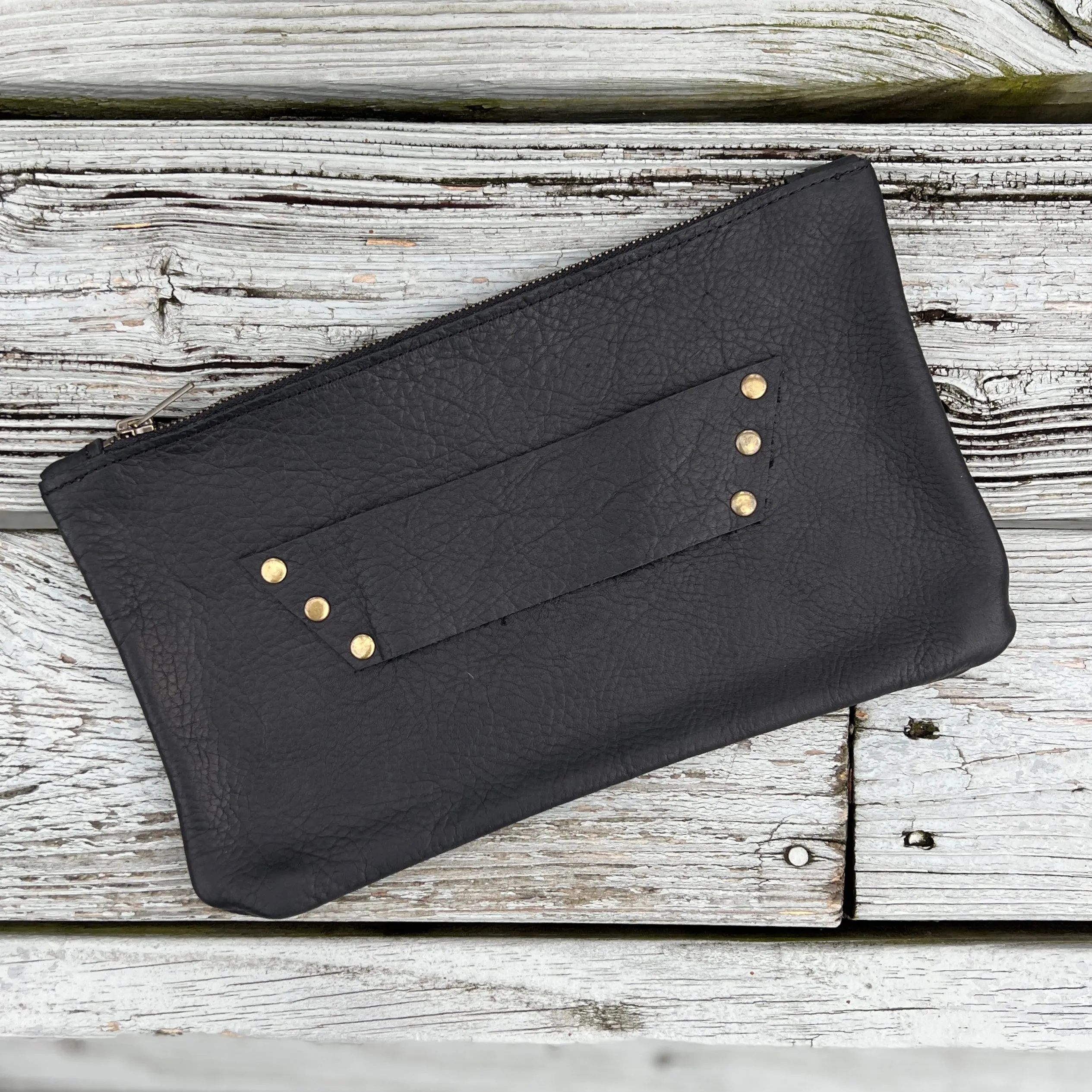 Raleigh Leather Black Clutch